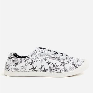 Betsey Johnson White Tattoo Ruched Sneaker (WW) - Size 9W